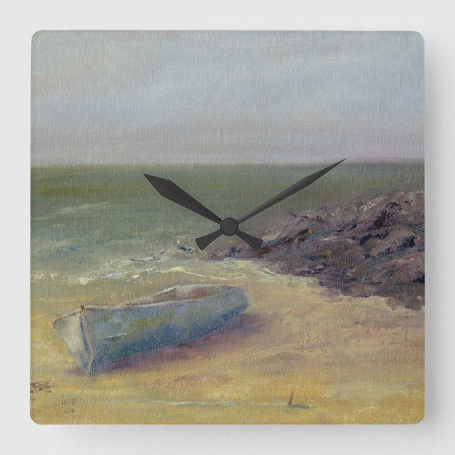 Reloj Cuadrado De la marea del balanceo barco adentro - en la (Anverso)