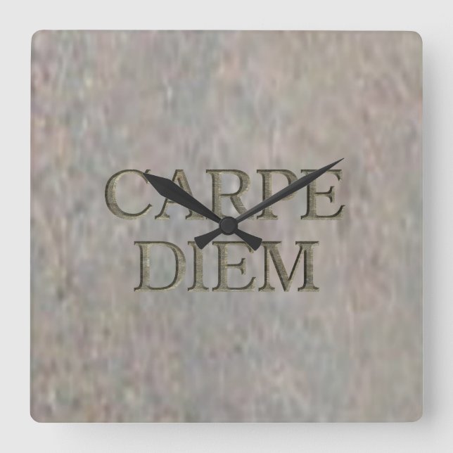 Reloj cuadrado de la pared de Carpe Diem Stone (Anverso)