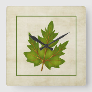 Reloj cuadrado de la temporada de otoño verde 2 ho