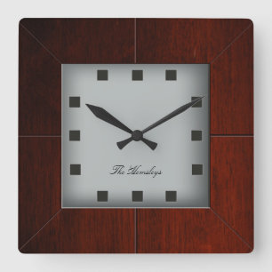 Reloj cuadrado de madera de encargo