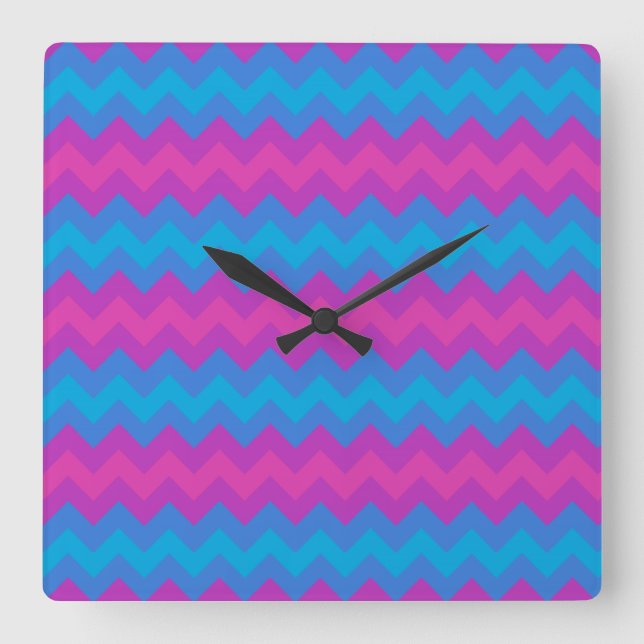 Reloj cuadrado de pared: Magenta, púrpura, caverna (Anverso)