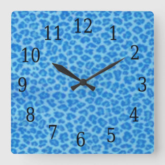 Reloj cuadrado de piel de leopardo azul