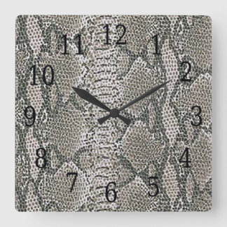 Reloj cuadrado de piel de serpiente de plata