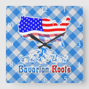 Reloj cuadrado de raíces bávaras norteamericanas