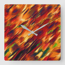 Reloj Cuadrado De rojo a naranja, un poco verde