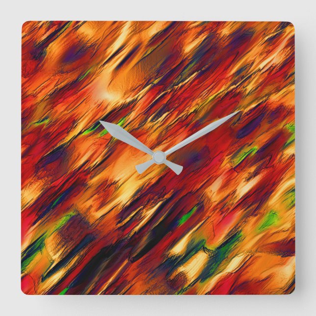 Reloj Cuadrado De rojo a naranja, un poco verde (Anverso)