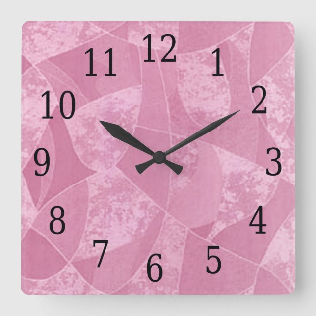 Reloj cuadrado de vidrio rosado (Anverso)