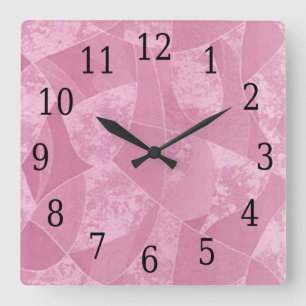 Reloj cuadrado de vidrio rosado