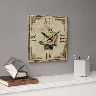 Reloj cuadrado de vintage Shabby Aspecto naturalez