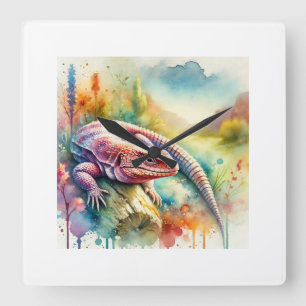 Reloj Cuadrado Dead Cow Lizard 310824AREF112 - Watercolor