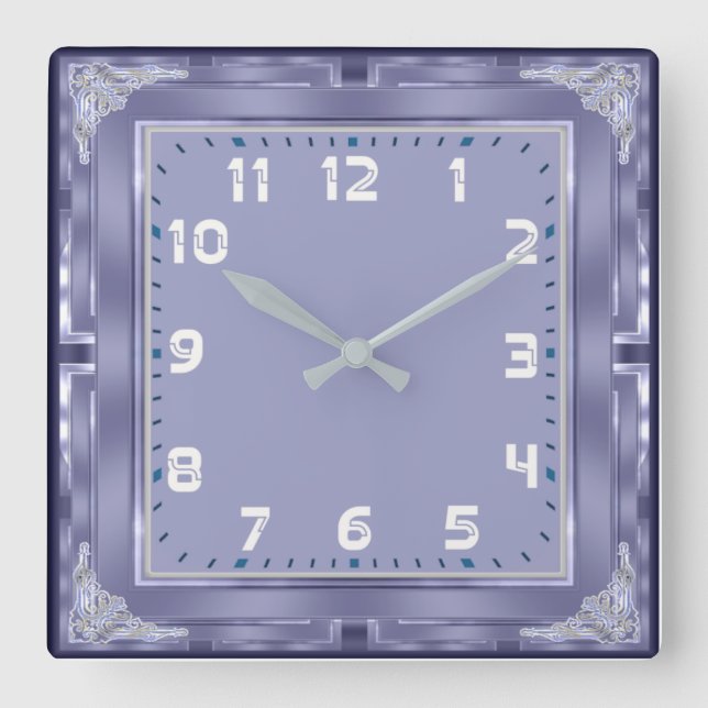 Reloj Cuadrado Deco azul (Anverso)