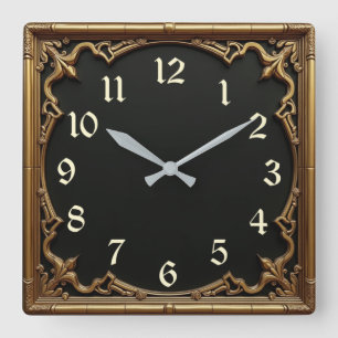 Reloj Cuadrado Deco de arte dorado