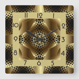Reloj Cuadrado Deco de arte dorado elegante