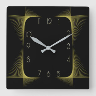 Reloj Cuadrado Deco de arte negro simple