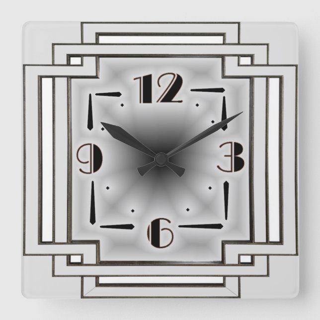 Reloj Cuadrado Deco de arte plateado (Anverso)