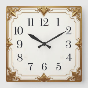 Reloj Cuadrado Deco de Oro