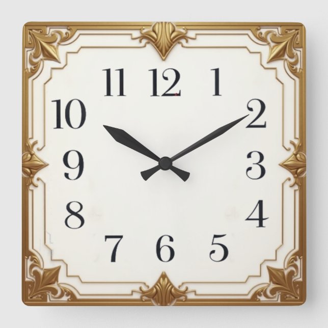 Reloj Cuadrado Deco de Oro (Anverso)