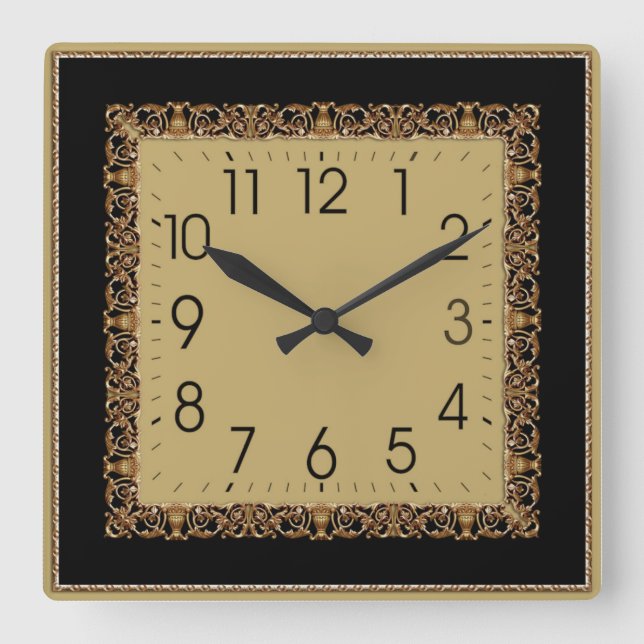 Reloj Cuadrado Deco elegante (Anverso)