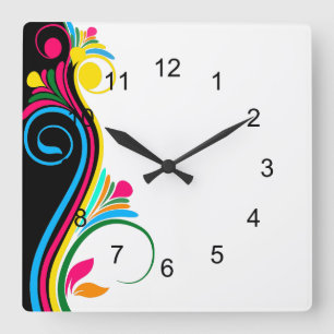 Reloj Cuadrado Deco Floral Square Wall Clock