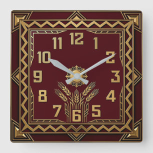 Reloj Cuadrado Deco Rojo