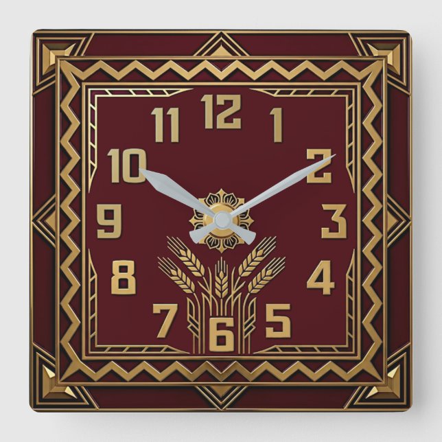 Reloj Cuadrado Deco Rojo (Anverso)
