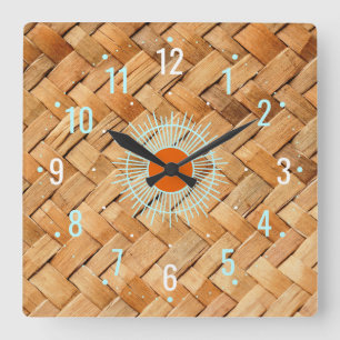 Reloj Cuadrado Decoración antigua de ratán - Occidental