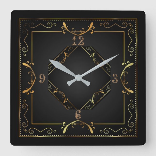 Reloj Cuadrado Decoración Art Deco muy elegante (Anverso)