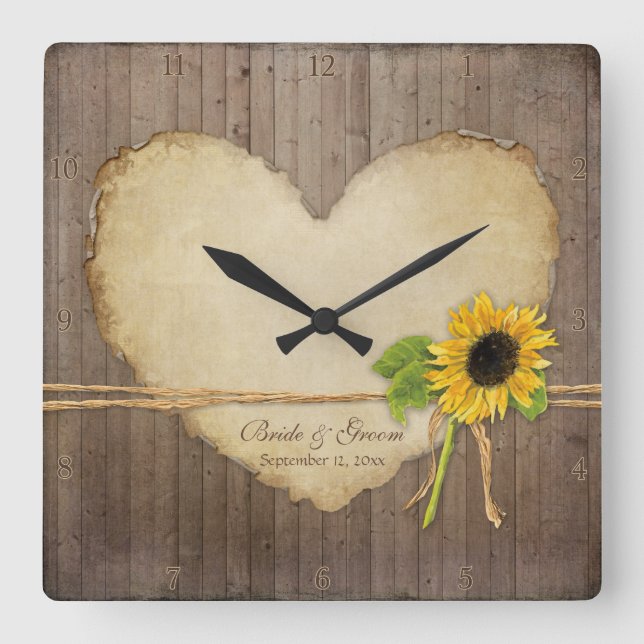Reloj Cuadrado Decoración casera Rústica de tablas de cercas de m (Anverso)