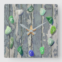 Decoración costera de cristal de playa Azul Verde