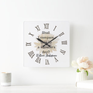 Reloj Cuadrado Decoración de Cita de Verano de Shakespeare para H
