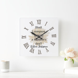 Reloj Cuadrado Decoración de Cita de Verano de Shakespeare para H