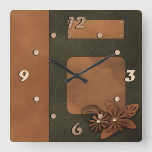Reloj Cuadrado Decoración de cuero