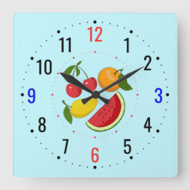 Reloj Cuadrado Decoración de frutas en la cocina - País moderno