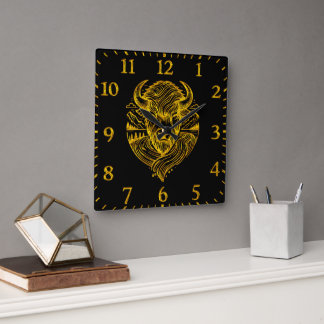 Reloj Cuadrado Decoración de la cabeza del tocador de oro floral