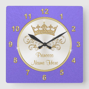 Reloj Cuadrado Decoración de la habitación Princesa Personaliza