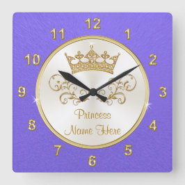 Reloj Cuadrado Decoración de la habitación Princesa Personalizada