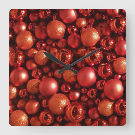Reloj Cuadrado Decoración de los navidades en tonos rojos