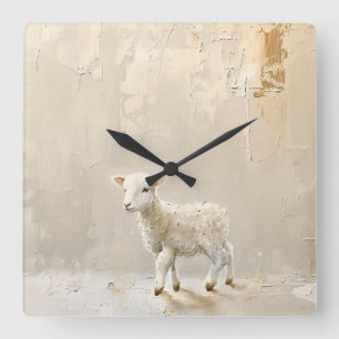 Reloj Cuadrado Decoración de pared para guardería de fe cristiana