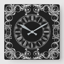 Reloj Cuadrado Decoración en blanco y negro