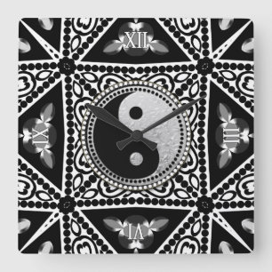 Reloj Cuadrado Decoración en blanco y negro YinYang Balance tu ti