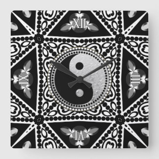 Reloj Cuadrado Decoración en blanco y negro YinYang Balance tu ti