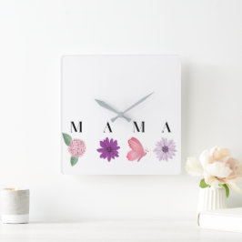 Reloj Cuadrado Decoración floral de pared para mamá cottagecore, 