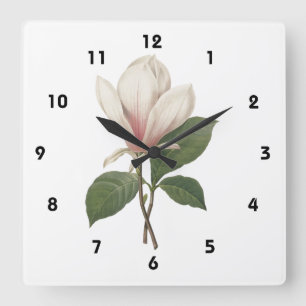 Reloj Cuadrado Decoración floral vintage, de paredes de dibujo ma