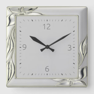 Reloj Cuadrado Decoración gris y elegante Art Deco