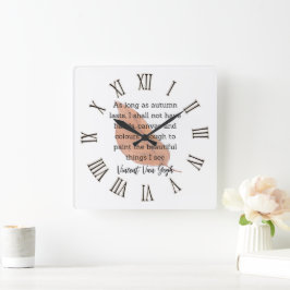 Reloj Cuadrado Decoración para el hogar con cita de Van Gogh de o