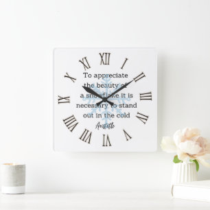 Reloj Cuadrado Decoración para hogar con cita de Aristóteles de i