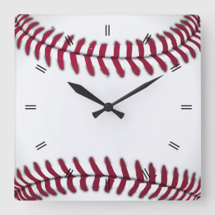 Reloj Cuadrado Decoración rústica vintage de béisbol