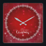 Reloj Cuadrado Decorative Snowflakes Red Blurred Christmas Clock<br><div class="desc">Decorative Snowflakes Red Blurred Christmas Clock.</div>