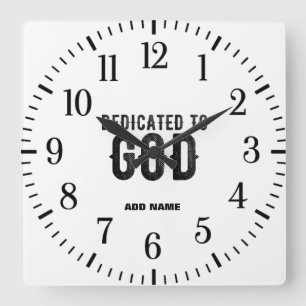 RELOJ CUADRADO DEDICADO A DIOS PERSONALIZABLE GUAY TEXTO NEGRO