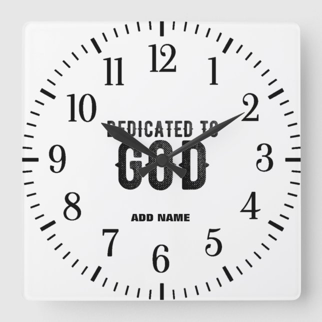 RELOJ CUADRADO DEDICADO A DIOS PERSONALIZABLE GUAY TEXTO NEGRO (Anverso)